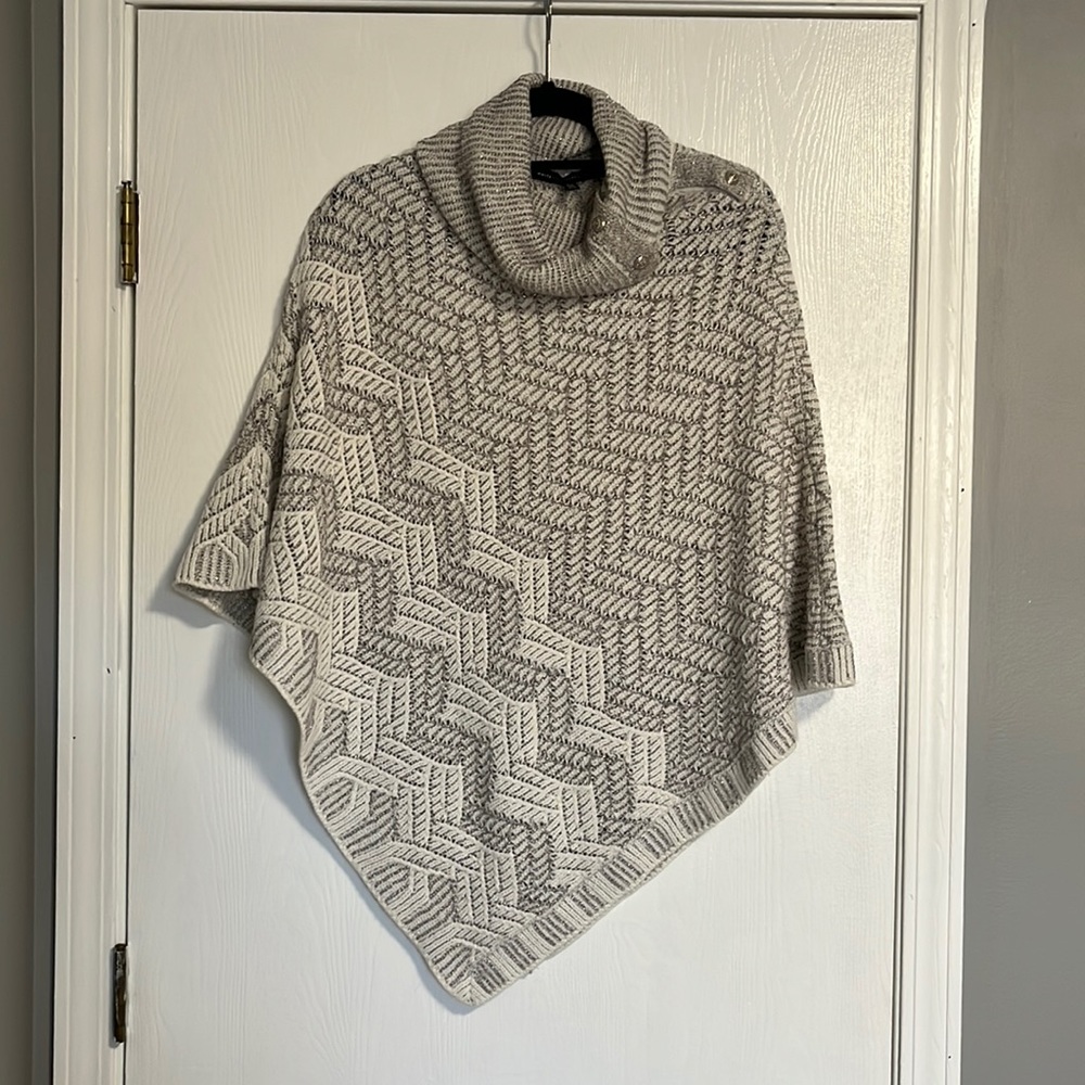 Grey silver White House Black Market poncho